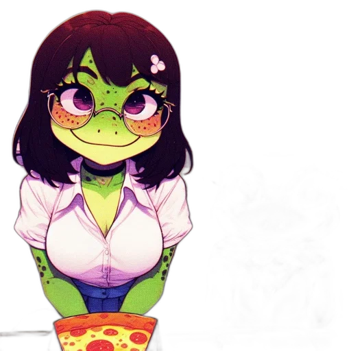 creature, concept art, cartoon, pixel art, watercolor, green, neon, colorful transparent PNG cut-out