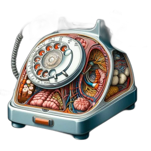 jewelry, robot, weapon, concept art, vintage, rotary, phone, features transparent PNG cut-out