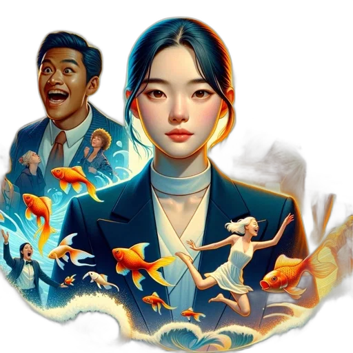staff, concept art, fantasy art, photorealistic, comic book art, underwater, fire, central transparent PNG cut-out