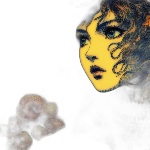 face, mask, hair, creature, fantasy art, concept art, photorealistic, watercolor transparent PNG cut-out