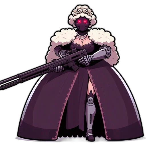 weapon, dress, staff, concept art, pixel art, comic book art, cyberpunk, anthropomorphic transparent PNG cut-out