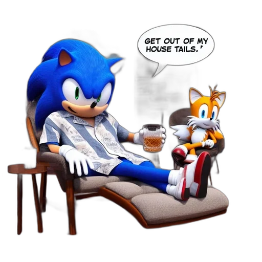 furniture, concept art, comic book art, pixel art, 3d render, fire, sonic, hedgehog transparent PNG cut-out