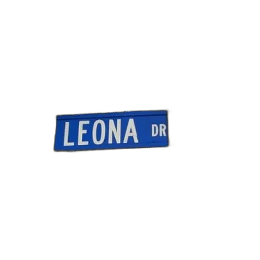 neon lights, blue, street, sign, reading, leona, mounted, metal transparent PNG cut-out
