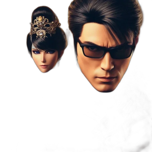 face, mask, 3d render, concept art, photorealistic, two, animated, characters transparent PNG cut-out