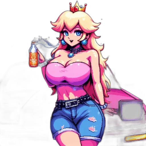 dress, crown, concept art, pixel art, vaporwave, cartoon, neon, pastel transparent PNG cut-out