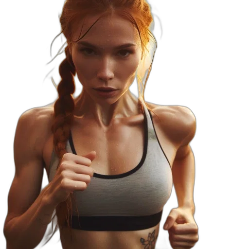 face, hair, photorealistic, 3d render, concept art, pixel art, woman, exercises transparent PNG cut-out