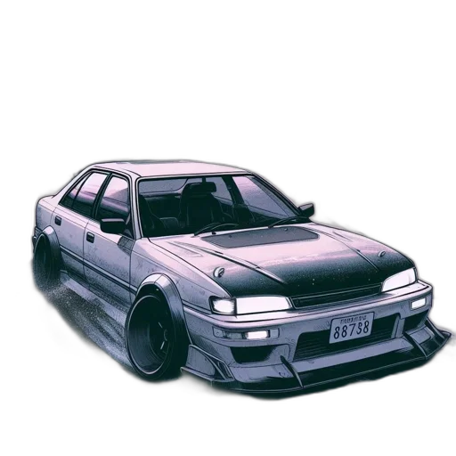 car, weapon, vaporwave, 3d render, photorealistic, anime, monochrome, pastel transparent PNG cut-out