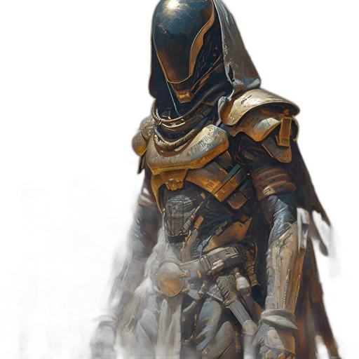 mask, robot, sword, weapon, concept art, fantasy art, comic book art, cyberpunk transparent PNG cut-out