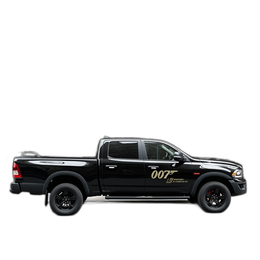 car, weapon, staff, 3d render, black, pickup, truck, 007 transparent PNG cut-out