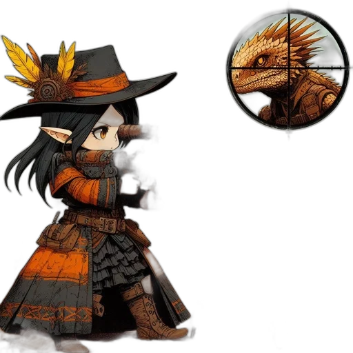 dragon, hat, concept art, fantasy art, pixel art, 3d render, earth tones, desert transparent PNG cut-out