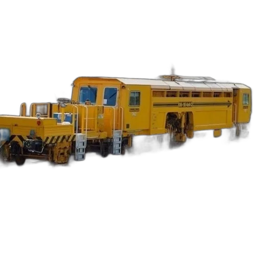 3d render, yellow, train, tracks, trees, background transparent PNG cut-out