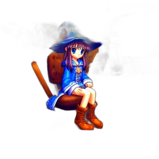 hat, staff, umbrella, weapon, pixel art, fantasy art, anime, 3d render transparent PNG cut-out
