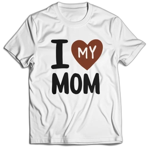 white, t-shirt, phrase, heart, mom, black, text, featuring transparent PNG cut-out