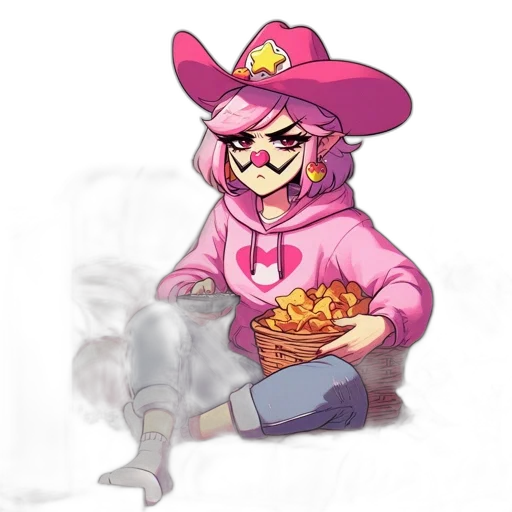 food, hat, jacket, creature, concept art, pixel art, vaporwave, cartoon transparent PNG cut-out
