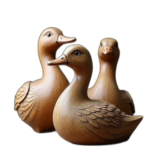 jewelry, 3d render, photorealistic, three, pairs, carved, ducks, michael transparent PNG cut-out