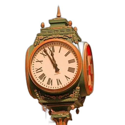 jewelry, 3d render, photorealistic, vintage, green, clock, roman, numerals transparent PNG cut-out