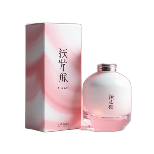 bottle, vaporwave, pink, white, perfume, fluffy, top, displayed transparent PNG cut-out