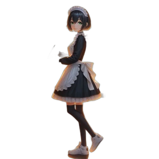 dress, robot, staff, 3d render, concept art, anime, pixel art, monochrome transparent PNG cut-out