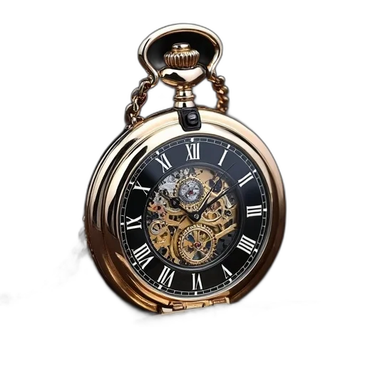 jewelry, photorealistic, 3d render, new, style, skeleton, pocket, watch transparent PNG cut-out