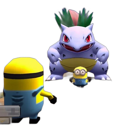 creature, robot, 3d render, concept art, two, minions, stand, armed transparent PNG cut-out