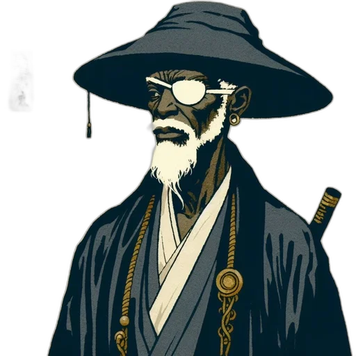 staff, mask, hat, concept art, anime, cartoon, comic book art, elderly transparent PNG cut-out