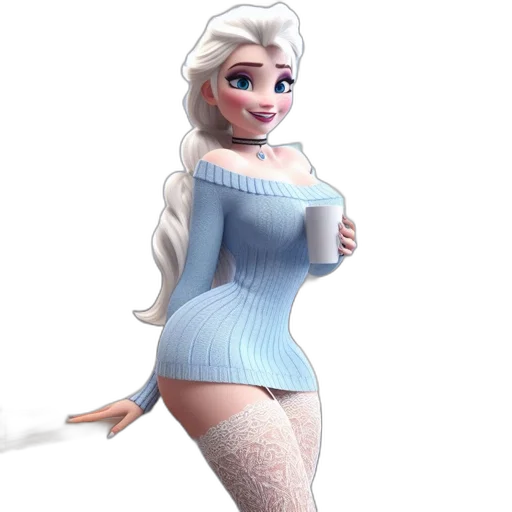 dress, 3d render, concept art, fantasy art, cartoon, snow, pastel, blue transparent PNG cut-out