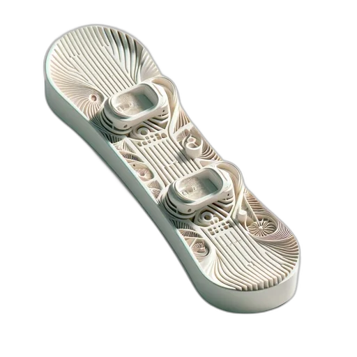 shoes, jewelry, 3d render, intricately, designed, predominantly, white, snowboard transparent PNG cut-out