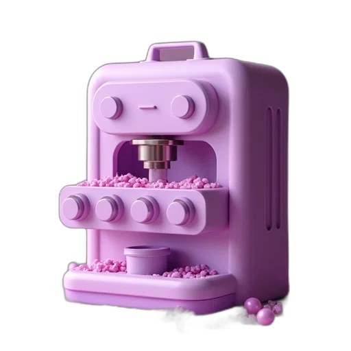 furniture, food, jewelry, robot, 3d render, vaporwave, pastel, purple transparent PNG cut-out