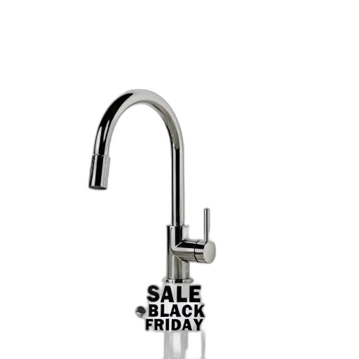sleek, modern, kitchen, faucet, silver, finish, single, handle transparent PNG cut-out