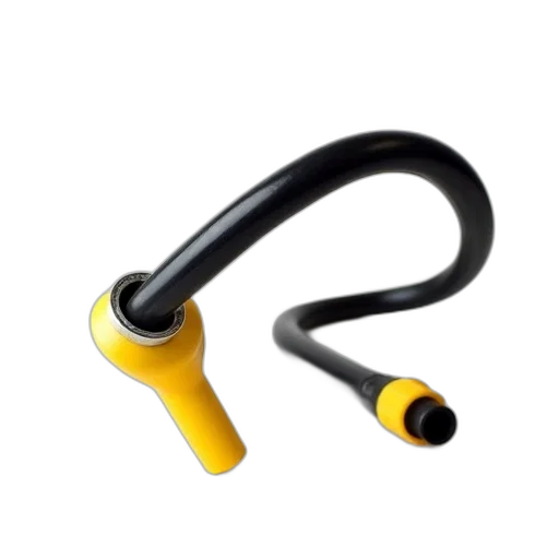 staff, weapon, jewelry, 3d render, black, rubber, hose, yellow transparent PNG cut-out