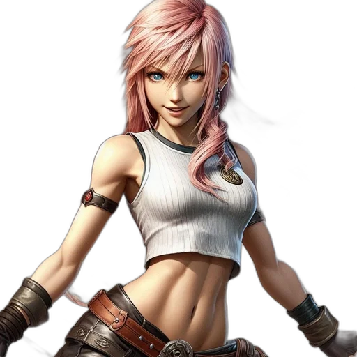 concept art, fantasy art, photorealistic, 3d render, female, character, pink, hair transparent PNG cut-out