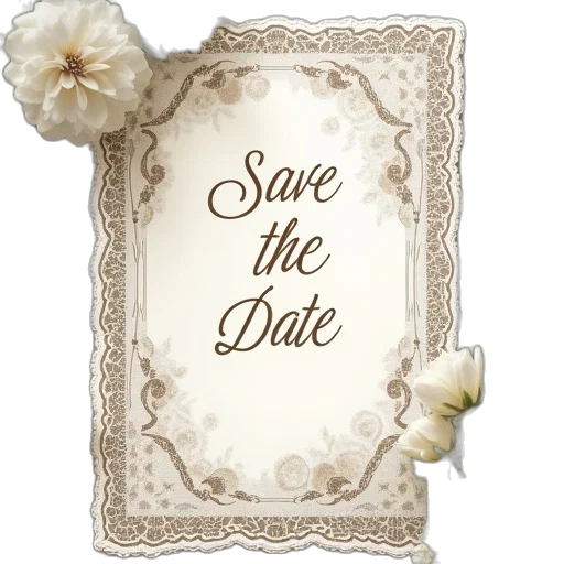 lace, banner, save, date transparent PNG cut-out