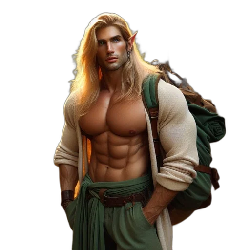 fantasy art, concept art, comic book art, photorealistic, earth tones, elven, figure, stands transparent PNG cut-out