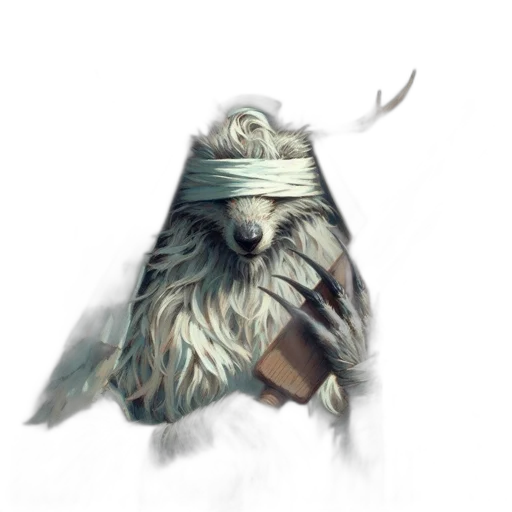 mask, animal, creature, staff, fantasy art, concept art, pixel art, 3d render transparent PNG cut-out