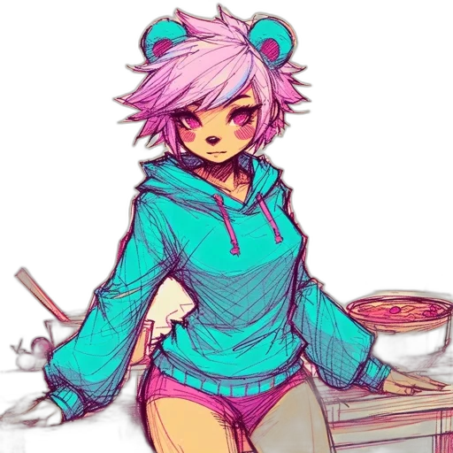 food, staff, pixel art, concept art, anime, vaporwave, pastel, neon transparent PNG cut-out