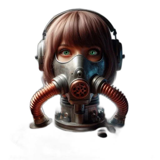 mask, robot, face, concept art, cyberpunk, pixel art, fantasy art, close-up transparent PNG cut-out
