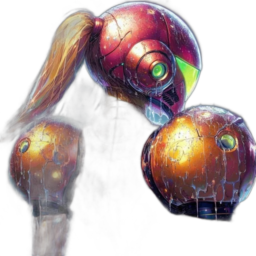 robot, weapon, hair, mask, concept art, 3d render, cyberpunk, photorealistic transparent PNG cut-out
