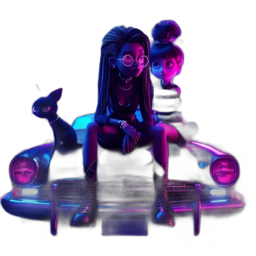 robot, mask, creature, weapon, concept art, vaporwave, cyberpunk, 3d render transparent PNG cut-out
