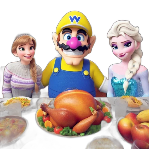 food, 3d render, concept art, pixel art, three, animated, characters, princess transparent PNG cut-out