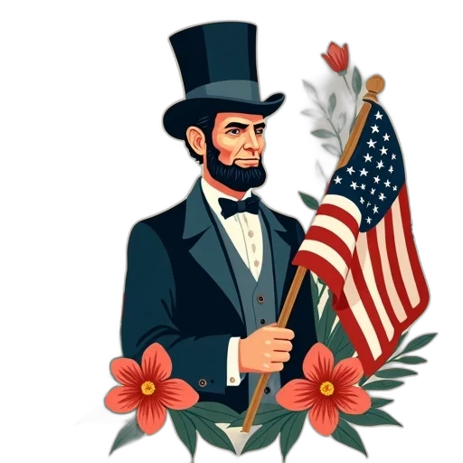 pixel art, cartoon, stylized, illustration, abraham, lincoln, beard, top transparent PNG cut-out