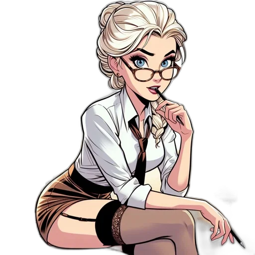 staff, comic book art, cartoon, concept art, pixel art, monochrome, animated, woman transparent PNG cut-out