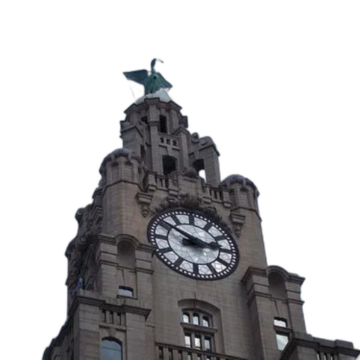 building, staff, crown, face, 3d render, clock, tower, large transparent PNG cut-out