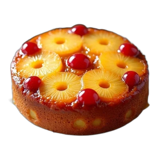 food, crown, photorealistic, 3d render, pineapple, upside-down, cake, golden-brown transparent PNG cut-out