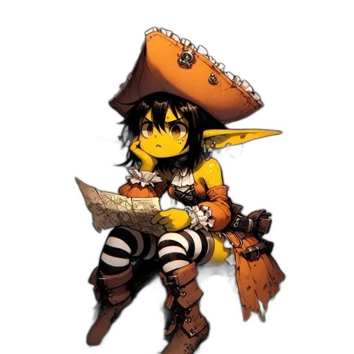 hat, staff, weapon, concept art, fantasy art, pixel art, cartoon, golden transparent PNG cut-out