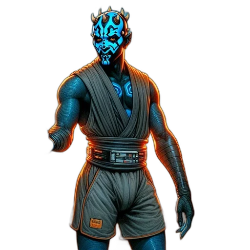 mask, staff, concept art, comic book art, fantasy art, 3d render, blue, dark transparent PNG cut-out