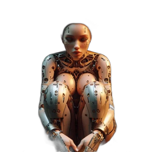 robot, jewelry, dress, face, cyberpunk, concept art, 3d render, fantasy art transparent PNG cut-out