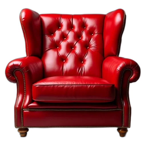 furniture, crown, jacket, animal, 3d render, photorealistic, red, leather transparent PNG cut-out