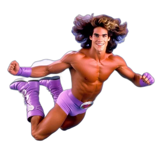 hair, creature, animal, vaporwave, concept art, photorealistic, muscular, shirtless transparent PNG cut-out