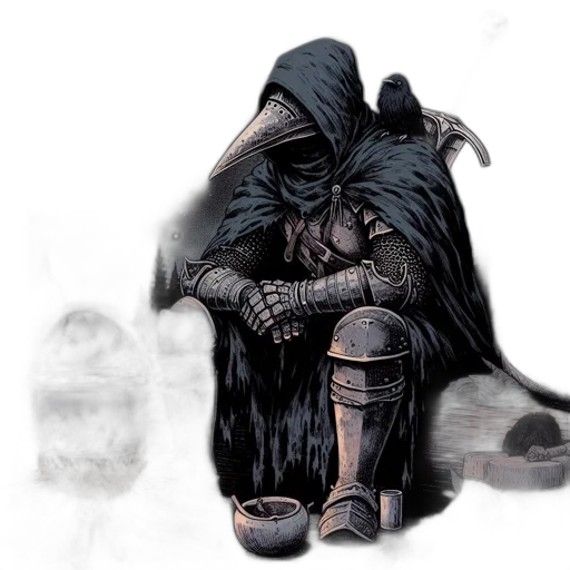 mask, staff, weapon, concept art, fantasy art, comic book art, pixel art, fog transparent PNG cut-out