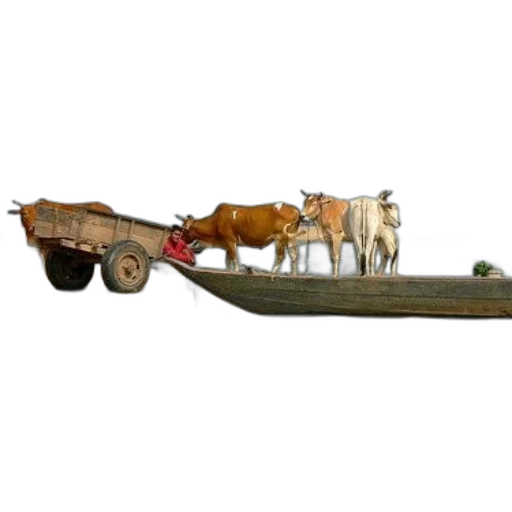 car, furniture, animal, concept art, serene, scene, cows, boat transparent PNG cut-out